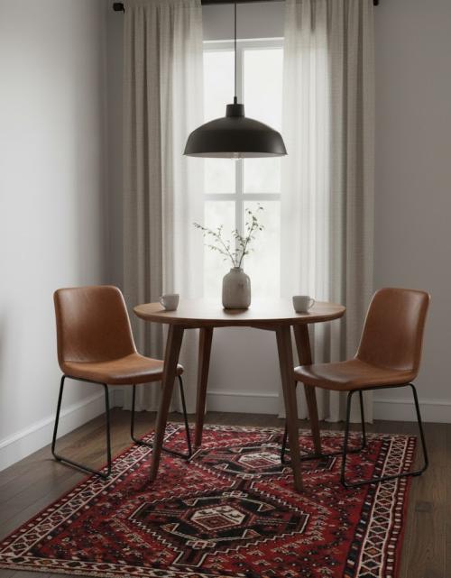 Vintage Rusty Red Geometric 3'6X4'9 Shiraz Persian Rug