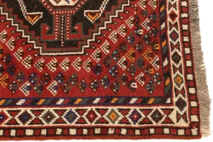 Vintage Rusty Red Geometric 3'6X4'9 Shiraz Persian Rug