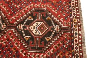 Vintage Rusty Red Geometric 3'6X4'9 Shiraz Persian Rug
