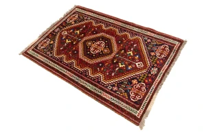Red Tribal 3'5X5 Shiraz Persian Rug