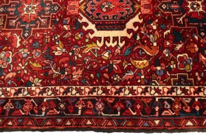 Vintage Red Geometric 4X11 Karajeh Persian Runner Rug