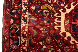 Vintage Red Geometric 4X11 Karajeh Persian Runner Rug