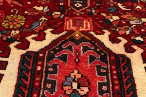 Vintage Red Geometric 4X11 Karajeh Persian Runner Rug