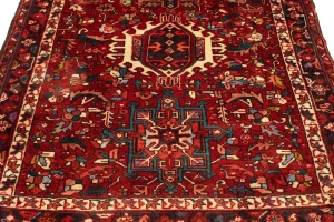 Vintage Red Geometric 4X11 Karajeh Persian Runner Rug