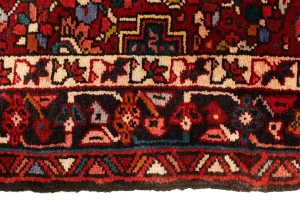 Vintage Red Geometric 4X11 Karajeh Persian Runner Rug