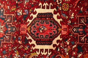 Vintage Red Geometric 4X11 Karajeh Persian Runner Rug