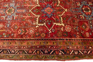 Semi Antique Red Traditional 4'5X12'8 Heriz Persian Runner Rug