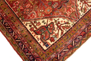 Semi Antique Red Traditional 4'5X12'8 Heriz Persian Runner Rug