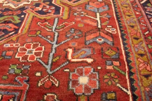 Semi Antique Red Traditional 4'5X12'8 Heriz Persian Runner Rug