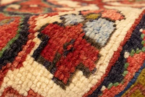 Semi Antique Red Traditional 4'5X12'8 Heriz Persian Runner Rug