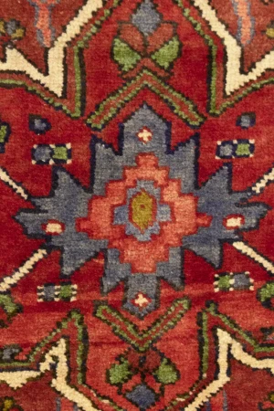 Semi Antique Red Traditional 4'5X12'8 Heriz Persian Runner Rug