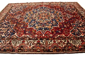 Vintage Red Floral 10X12 Bakhtiari Persian Rug