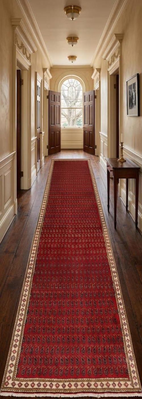 Vintage Tribal Red 3'4X9'7 Botemir Persian Runner Rug