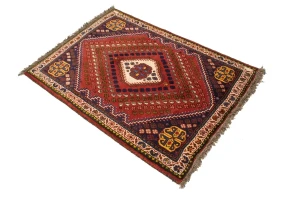 Rusty Red Tribal 3'3X4'8 Shiraz Persian Rug