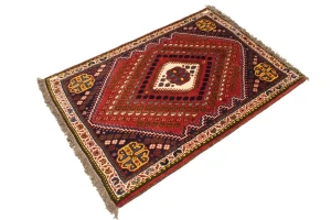 Rusty Red Tribal 3'3X4'8 Shiraz Persian Rug