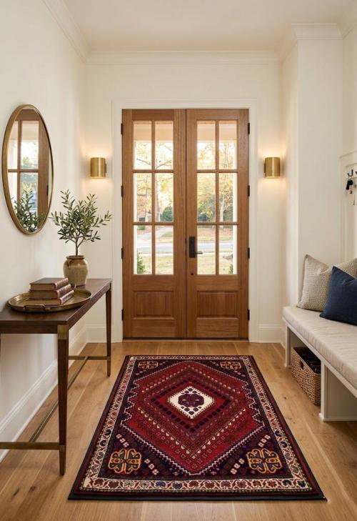 Rusty Red Tribal 3'3X4'8 Shiraz Persian Rug