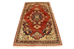 Semi Antique Traditional Red 4X7'6 Mahal Persian Rug