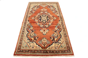 Semi Antique Traditional Red 4X7'6 Mahal Persian Rug