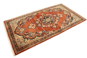 Semi Antique Traditional Red 4X7'6 Mahal Persian Rug