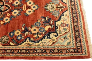 Semi Antique Traditional Red 4X7'6 Mahal Persian Rug