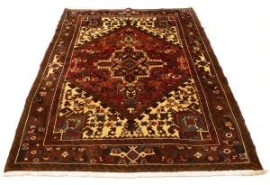Vintage Red Geometric 5'5X6'7 Heriz Persian Rug