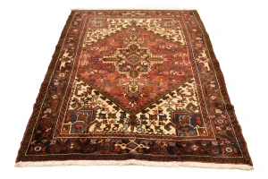 Vintage Red Geometric 5'5X6'7 Heriz Persian Rug