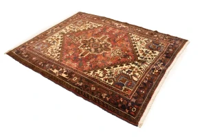 Vintage Red Geometric 5'5X6'7 Heriz Persian Rug
