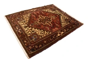 Vintage Red Geometric 5'5X6'7 Heriz Persian Rug