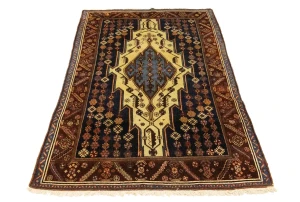 Antique Cream Tribal 4X6 Mazlaghan Persian Rug