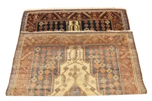 Antique Cream Tribal 4X6 Mazlaghan Persian Rug
