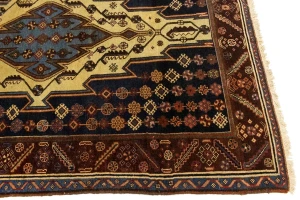 Antique Cream Tribal 4X6 Mazlaghan Persian Rug