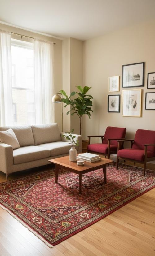 Vintage Floral Red 4X7 Bidjar Gholtogh Persian Rug