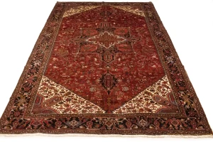 Vintage Rusty Red Geometric 11X15'5 Heriz Persian Rug
