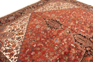Vintage Rusty Red Geometric 11X15'5 Heriz Persian Rug