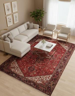 Vintage Rusty Red Geometric 11X15'5 Heriz Persian Rug