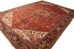 Vintage Rusty Red Geometric 11X15'5 Heriz Persian Rug