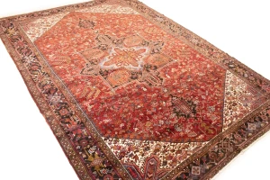 Vintage Rusty Red Geometric 11X15'5 Heriz Persian Rug
