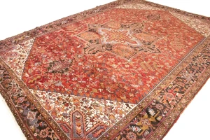 Vintage Rusty Red Geometric 11X15'5 Heriz Persian Rug
