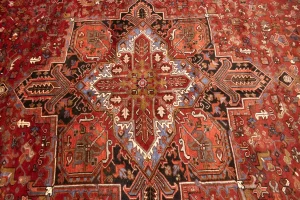 Vintage Rusty Red Geometric 11X15'5 Heriz Persian Rug