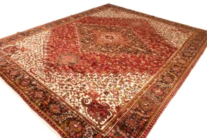 Semi Antique Red Geometric 11'5X14'5 Heriz Persian Rug