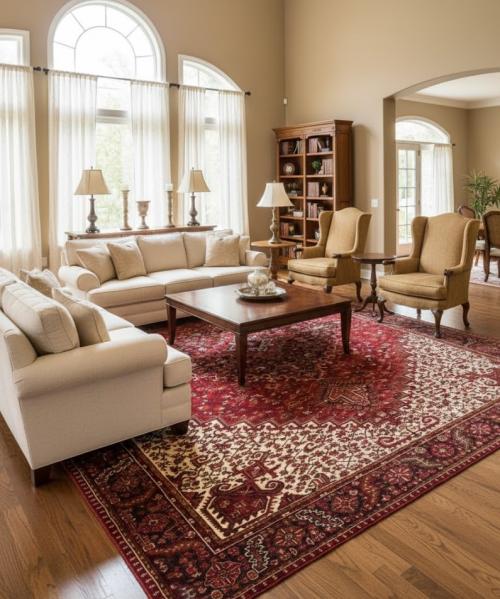 Semi Antique Red Geometric 11'5X14'5 Heriz Persian Rug