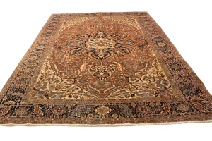 Antique Rusty Red Floral 10'3X14'5 Heriz Goravan Persian Rug