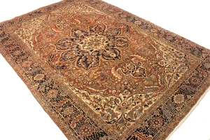 Antique Rusty Red Floral 10'3X14'5 Heriz Goravan Persian Rug