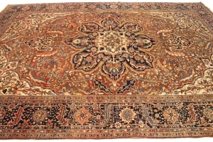 Antique Rusty Red Floral 10'3X14'5 Heriz Goravan Persian Rug