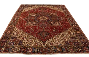 Semi Antique Red Geometric 10'7X13'6 Heriz Persian Rug