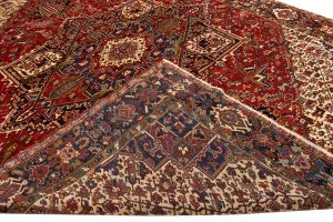 Semi Antique Red Geometric 10'7X13'6 Heriz Persian Rug