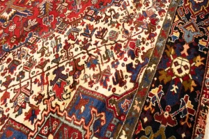 Semi Antique Red Geometric 10'7X13'6 Heriz Persian Rug