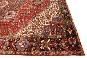 Semi Antique Red Geometric 10'7X13'6 Heriz Persian Rug