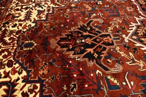 Semi Antique Red Geometric 11X15 Heriz  Persian Rug