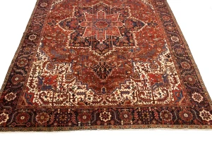 Semi Antique Red Geometric 11X15 Heriz  Persian Rug